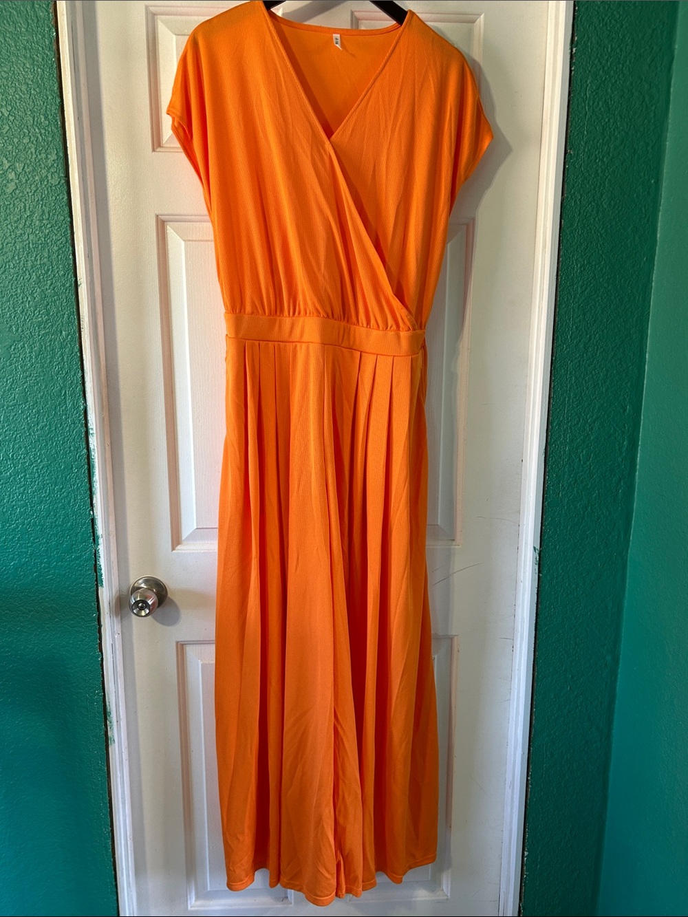 HALARA Bright Orange Wrap-Style Maxi Dress